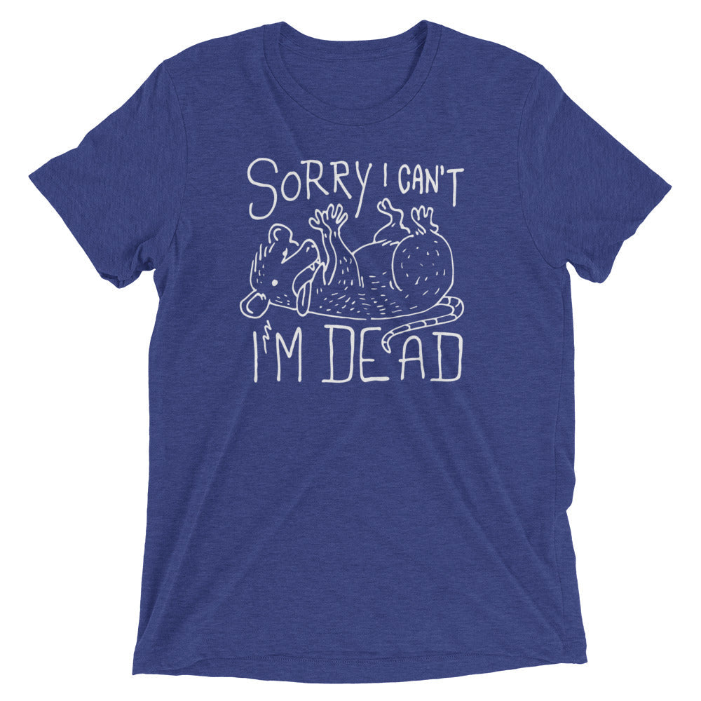 Sorry I Can't I'm Dead Men's Tri-Blend Tee Hoodie, Sweatshirt | CoreVibeTees.com (Image 3)