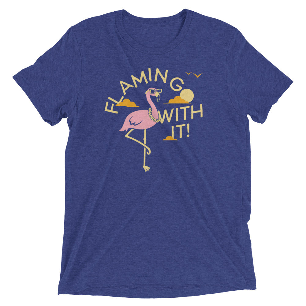 Flamingo With It Men's Tri-Blend Tee Hoodie, Sweatshirt | CoreVibeTees.com (Image 1)