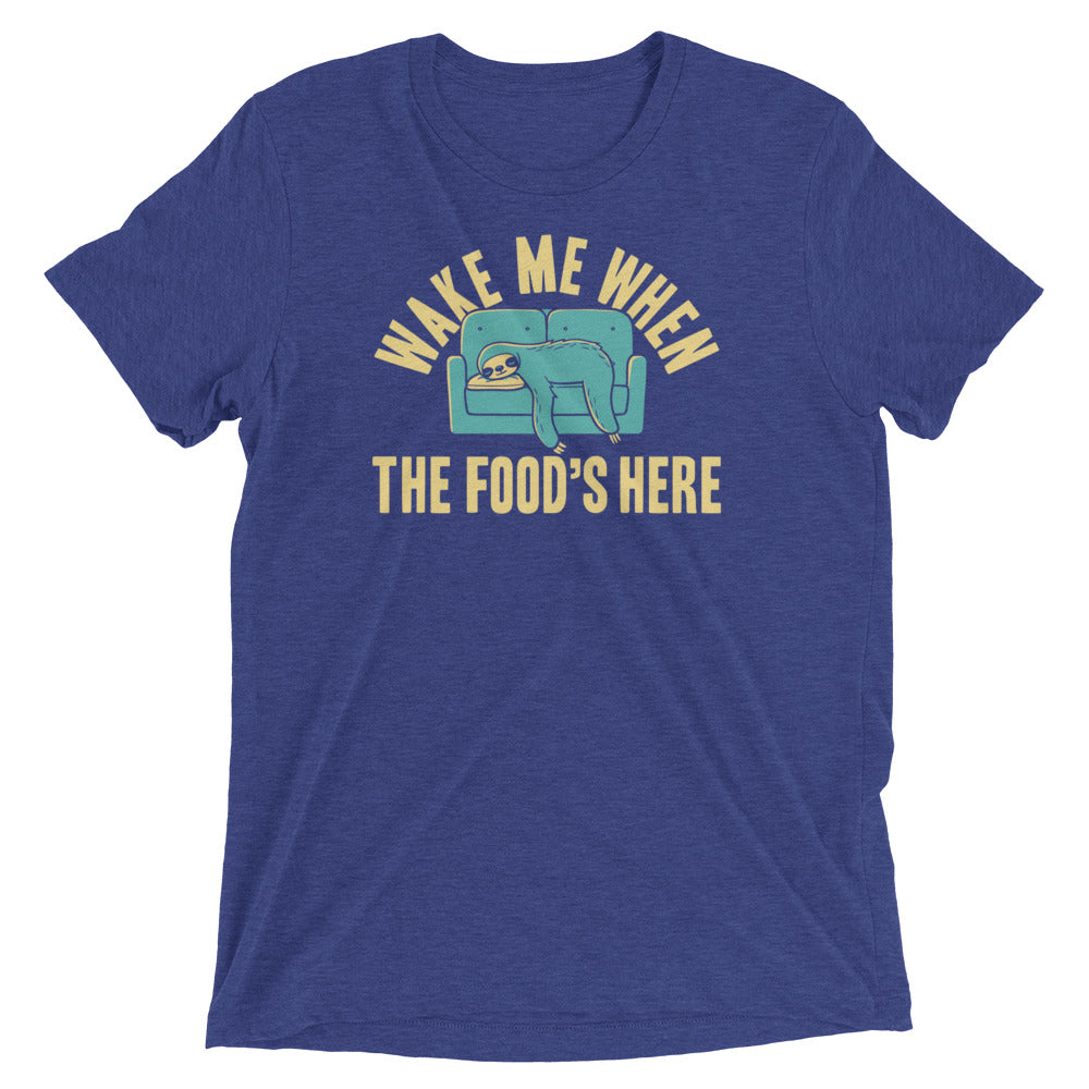 Wake Me When The Food's Here Men's Tri-Blend Tee Hoodie, Sweatshirt | CoreVibeTees.com (Image 1)