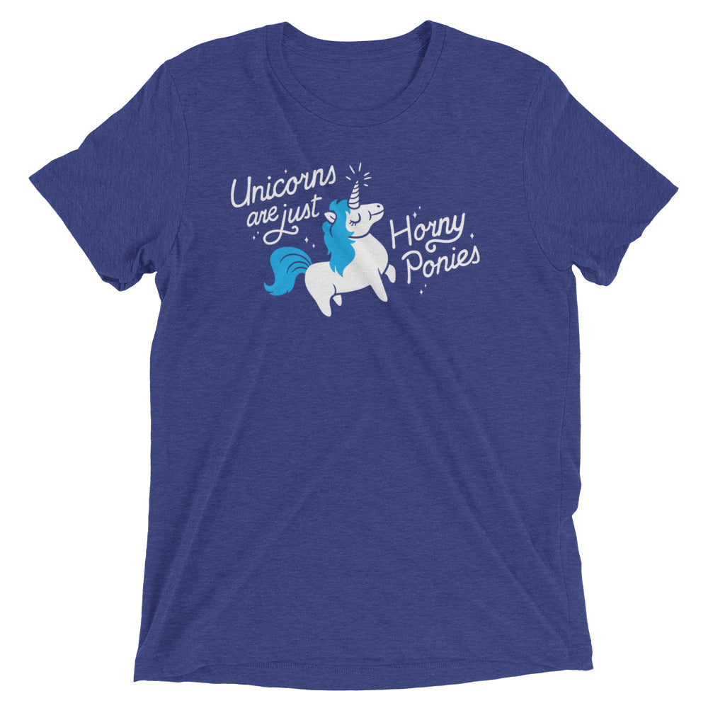 Unicorns Are Just Horny Ponies Men's Tri-Blend Tee Hoodie, Sweatshirt | CoreVibeTees.com (Image 1)