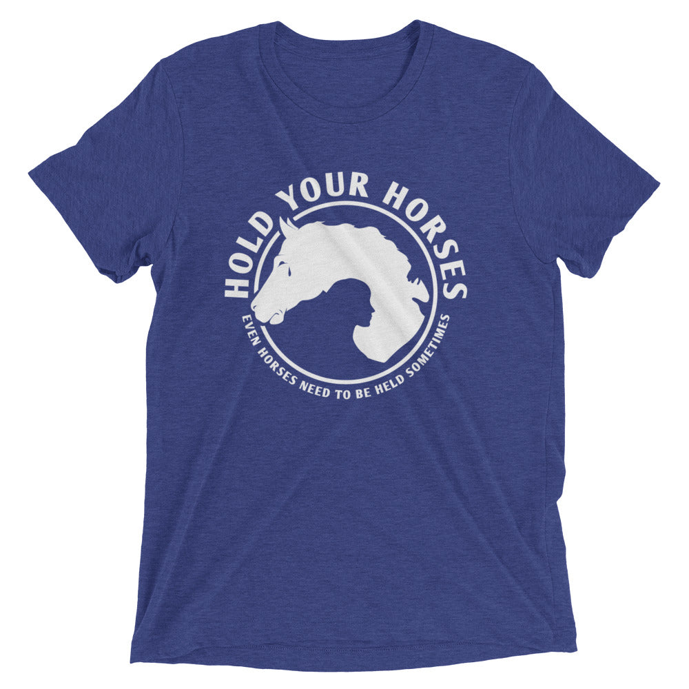 Hold Your Horses Men's Tri-Blend Tee Hoodie, Sweatshirt | CoreVibeTees.com (Image 1)