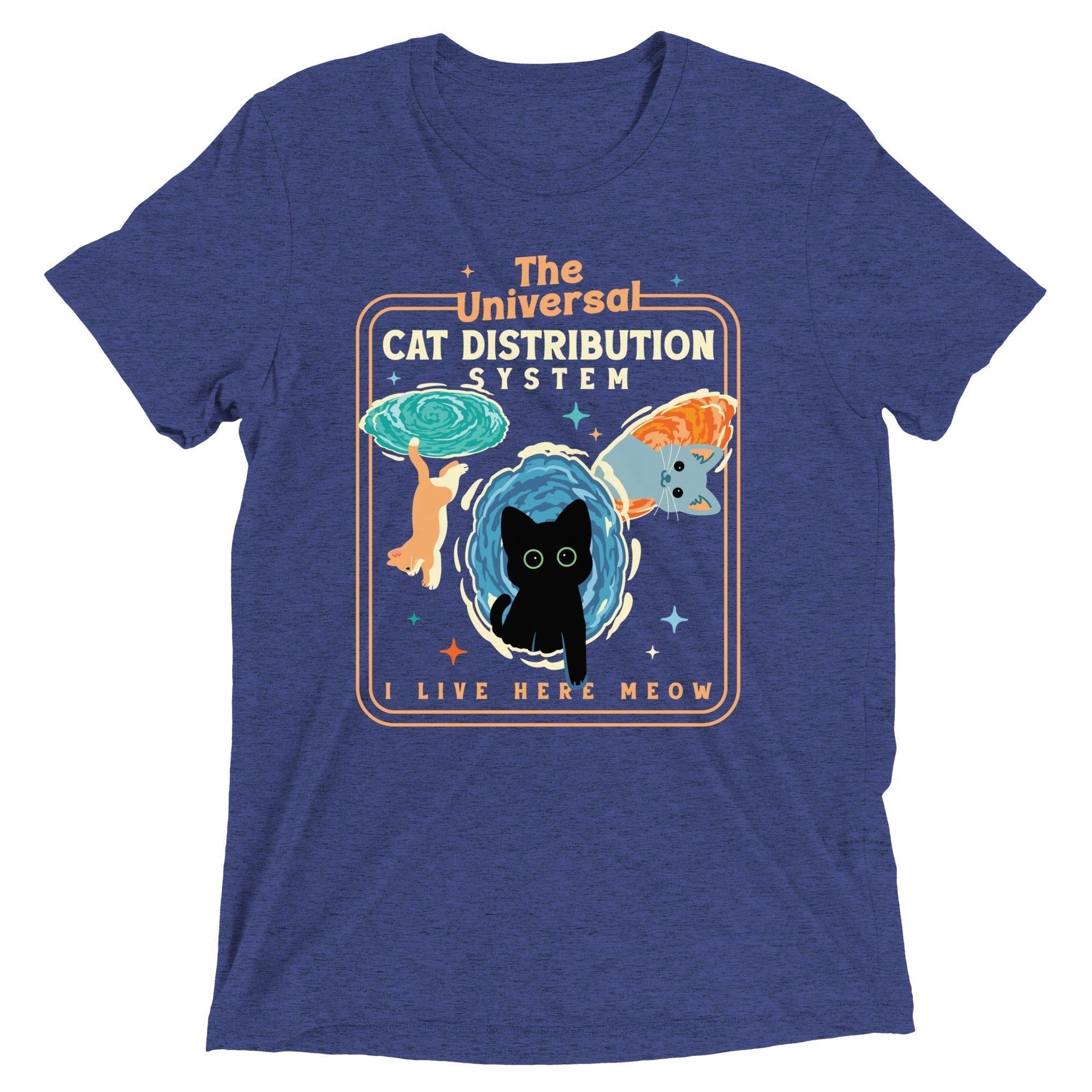 The Universal Cat Distribution System Men's Tri-Blend Tee Hoodie, Sweatshirt | CoreVibeTees.com (Image 2)