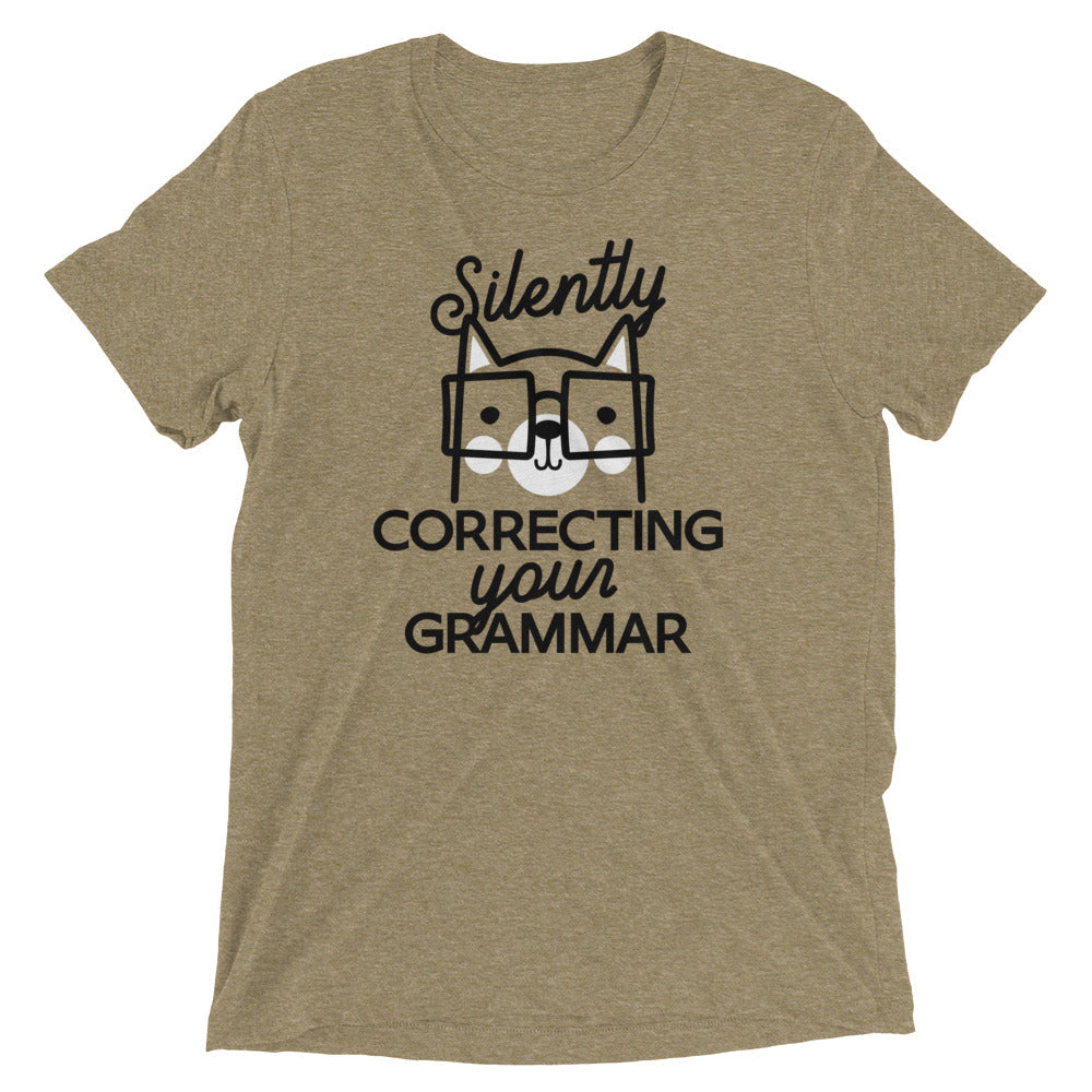 Silently Correcting Your Grammar Men's Tri-Blend Tee Hoodie, Sweatshirt | CoreVibeTees.com (Image 3)