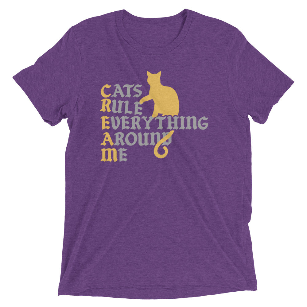 Cats Rule Everything Around Me Men's Tri-Blend Tee Hoodie, Sweatshirt | CoreVibeTees.com (Image 3)