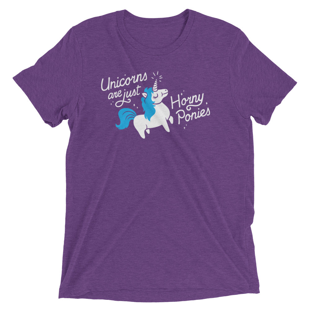 Unicorns Are Just Horny Ponies Men's Tri-Blend Tee Hoodie, Sweatshirt | CoreVibeTees.com (Image 3)