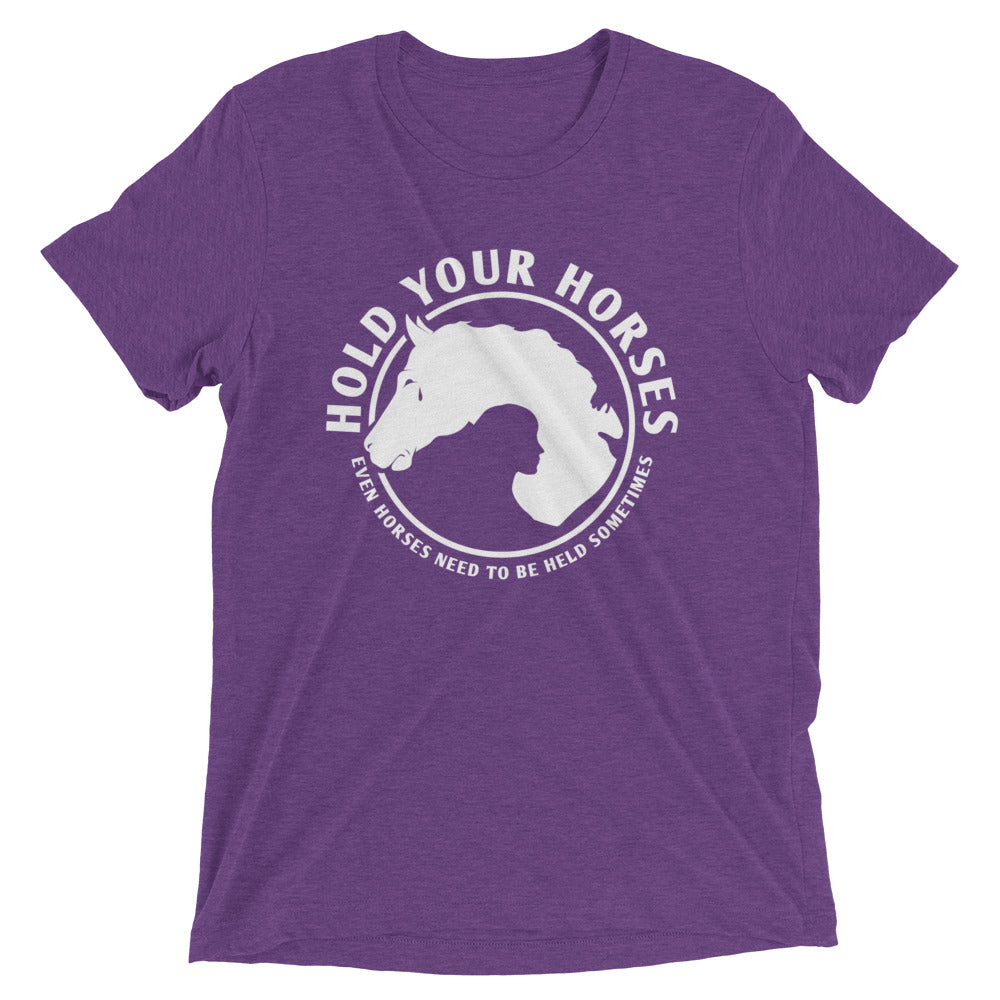 Hold Your Horses Men's Tri-Blend Tee Hoodie, Sweatshirt | CoreVibeTees.com (Image 4)