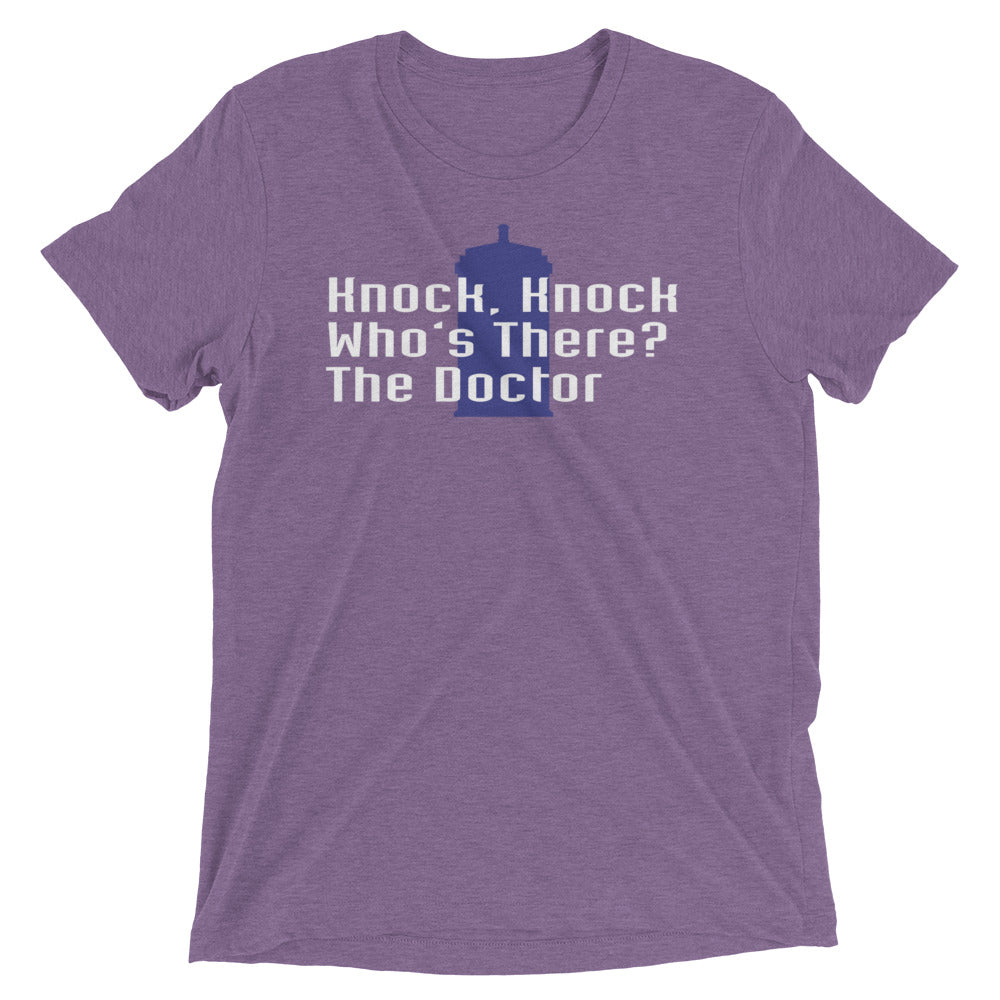 Knock Knock! Who's There? The Doctor Men's Tri-Blend Tee Hoodie, Sweatshirt | CoreVibeTees.com (Image 3)