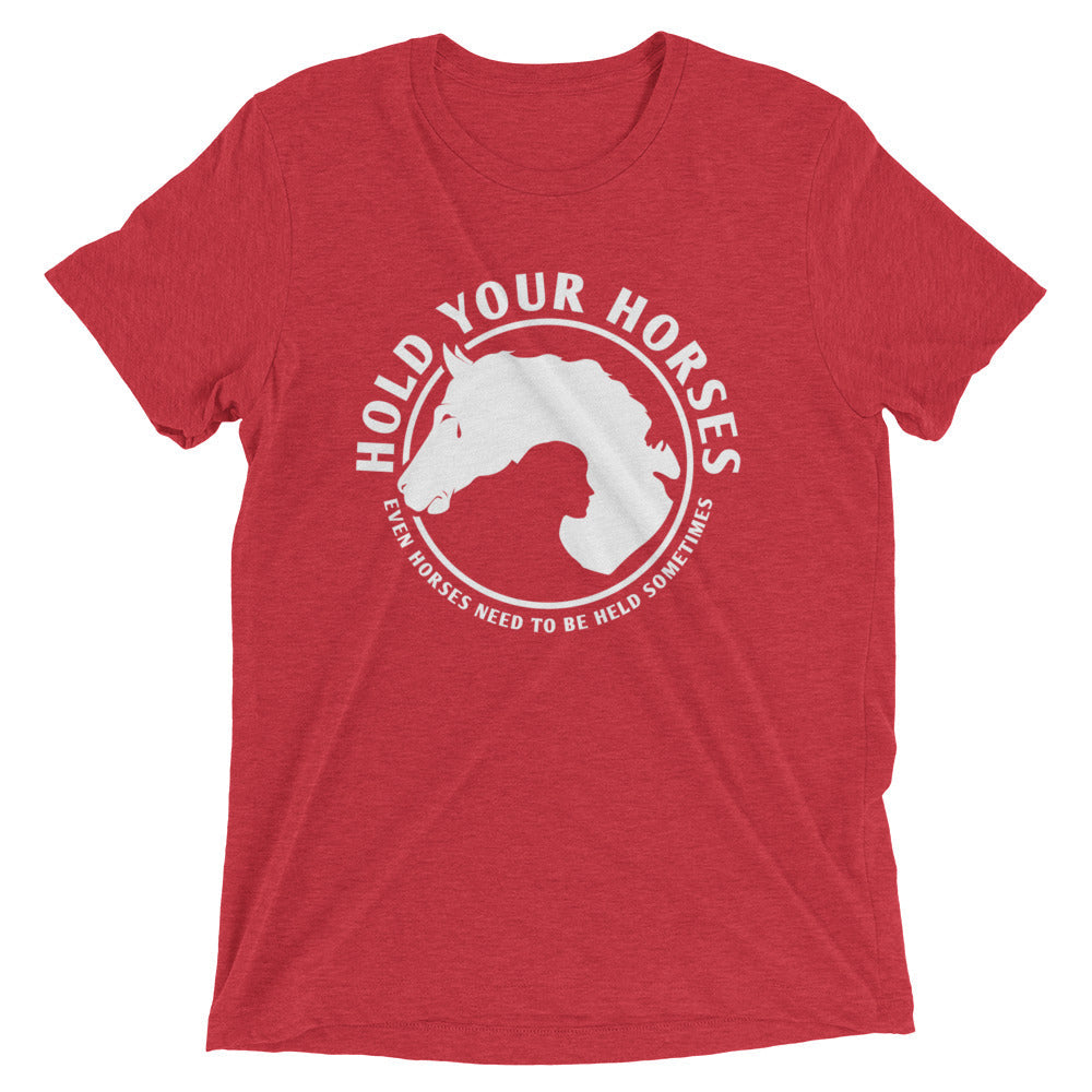 Hold Your Horses Men's Tri-Blend Tee Hoodie, Sweatshirt | CoreVibeTees.com (Image 5)