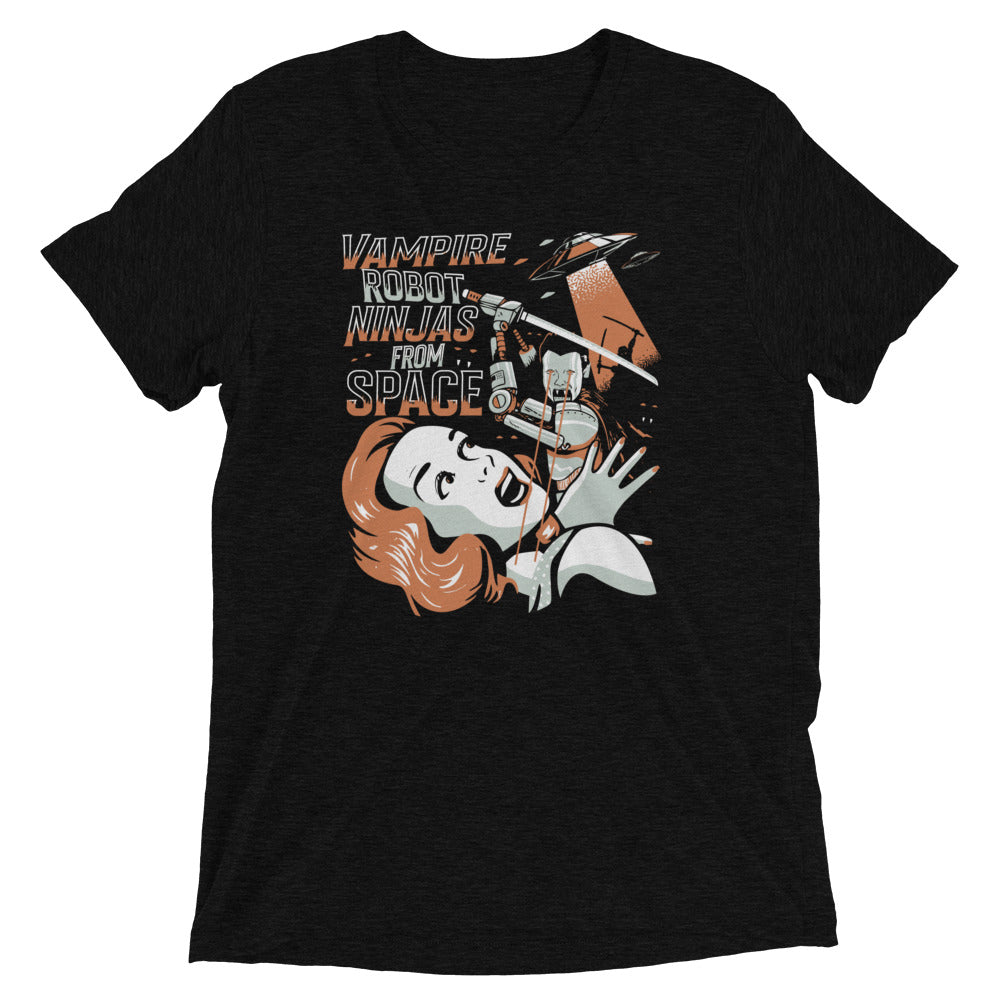 Vampire Robot Ninja From Space Men's Tri-Blend Tee Hoodie, Sweatshirt | CoreVibeTees.com (Image 1)