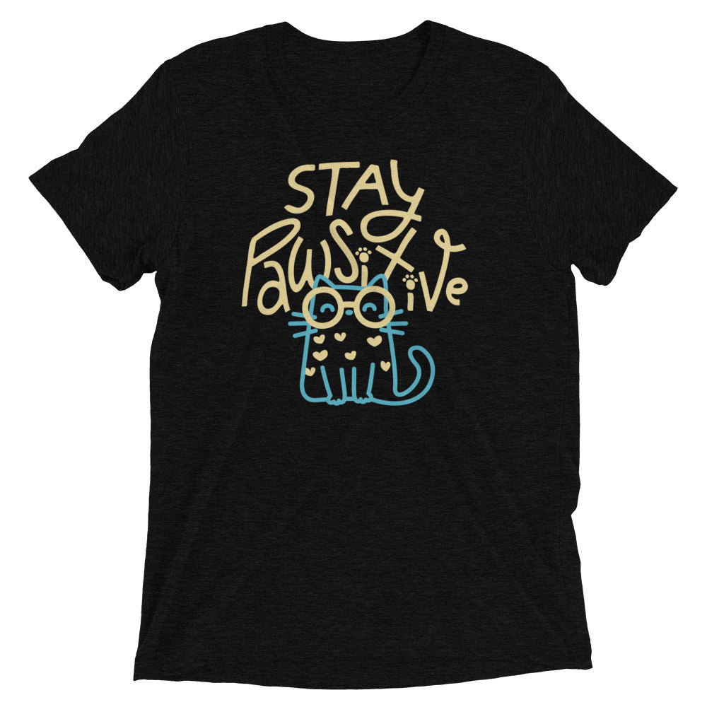 Stay Pawsitive Men's Tri-Blend Tee Hoodie, Sweatshirt | CoreVibeTees.com (Image 2)