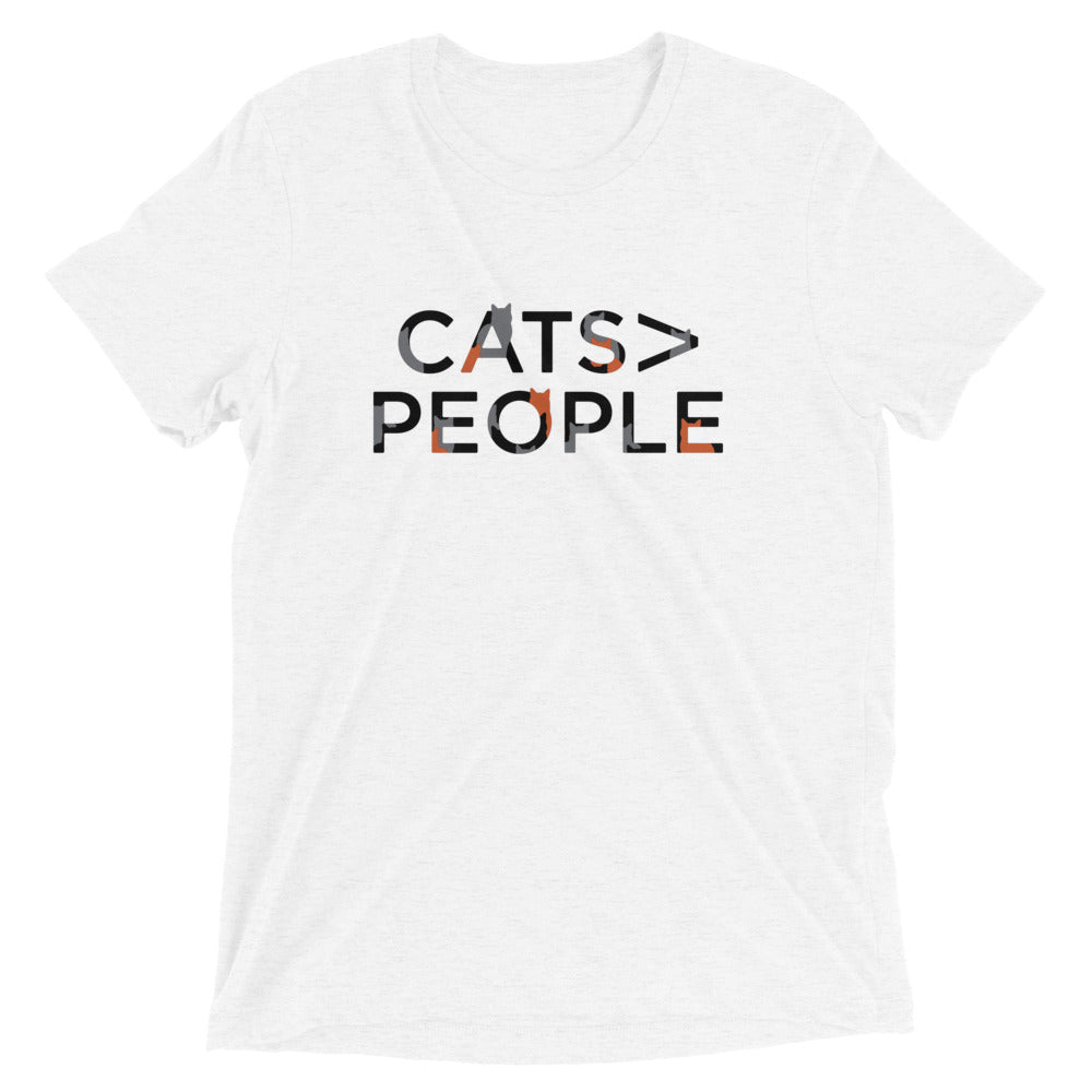 Cats>People Men's Tri-Blend Tee Hoodie, Sweatshirt | CoreVibeTees.com (Image 4)