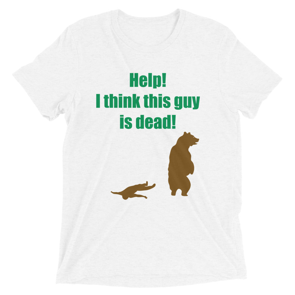 Help! I Think This Guy Is Dead! Men's Tri-Blend Tee Hoodie, Sweatshirt | CoreVibeTees.com (Image 4)