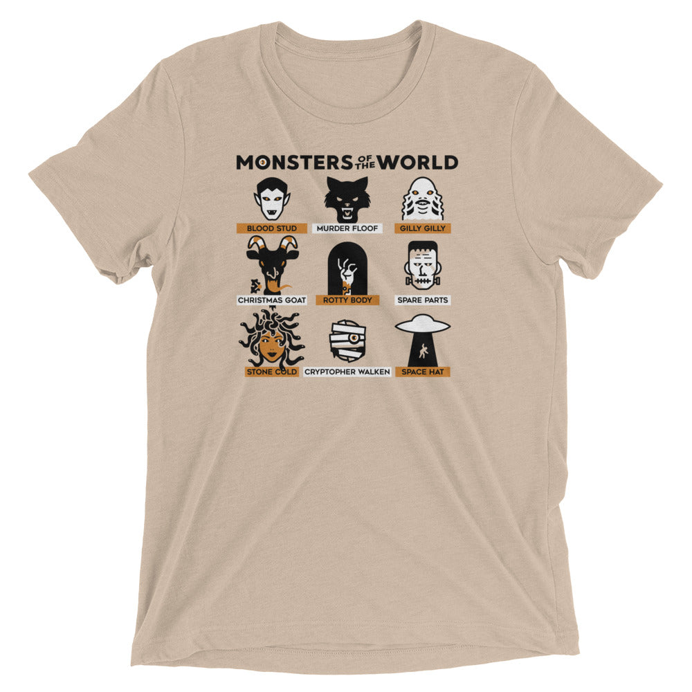 Monsters Of The World Men's Tri-Blend Tee Hoodie, Sweatshirt | CoreVibeTees.com (Image 2)
