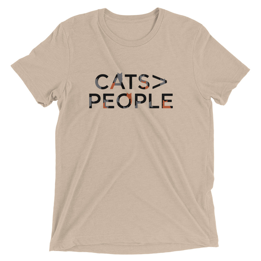 Cats>People Men's Tri-Blend Tee Hoodie, Sweatshirt | CoreVibeTees.com (Image 3)
