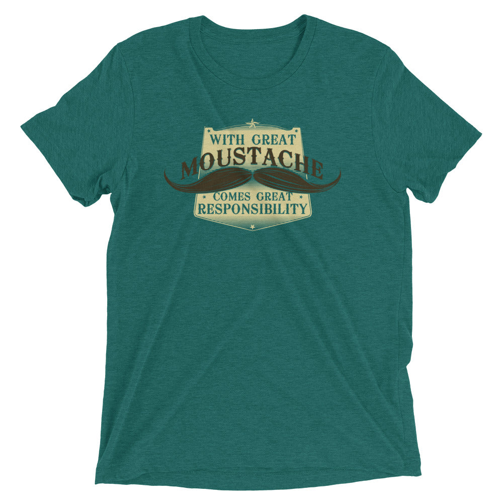 With Great Moustache Men's Tri-Blend Tee Hoodie, Sweatshirt | CoreVibeTees.com (Image 1)