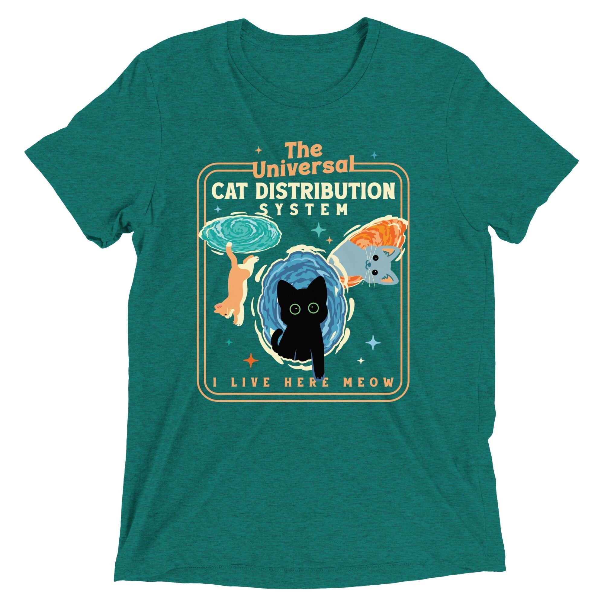 The Universal Cat Distribution System Men's Tri-Blend Tee Hoodie, Sweatshirt | CoreVibeTees.com (Image 3)