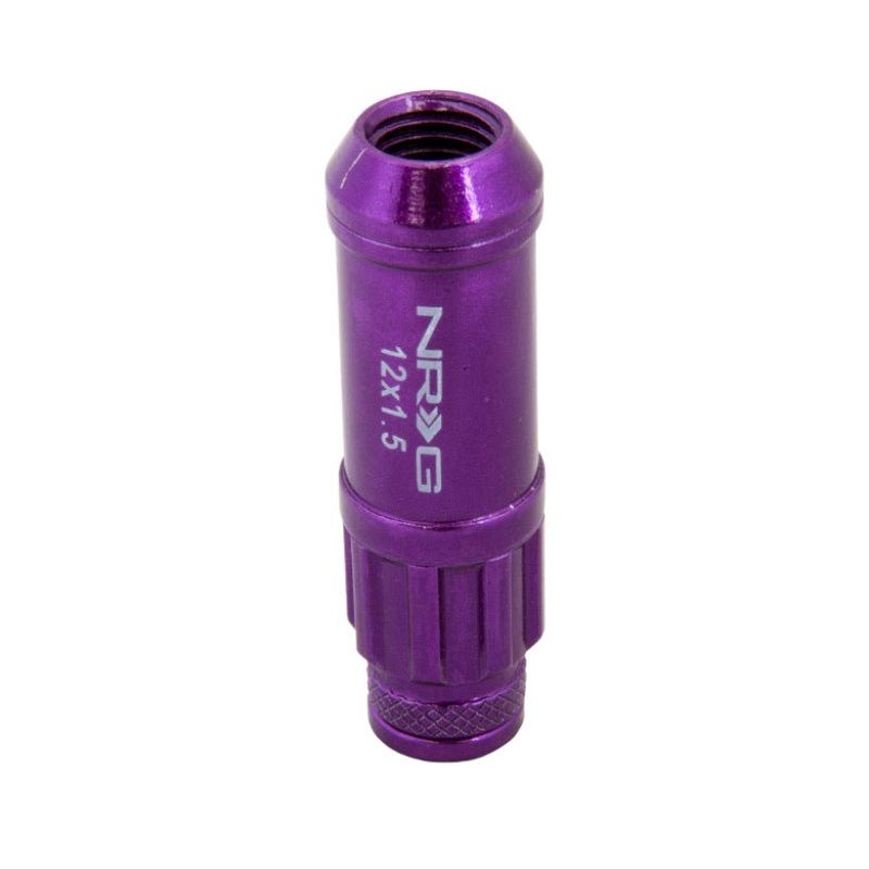 NRG 700 Series M12 X 1.5 Steel Lug Nut w/Dust Cap Cover Set 21 Pc w/Locks & Lock Socket – Purple