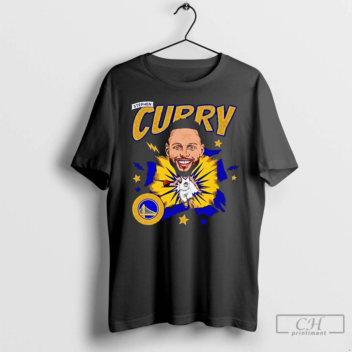 Classic Steph Curry Big Head Caricature Warriors T Shirts
