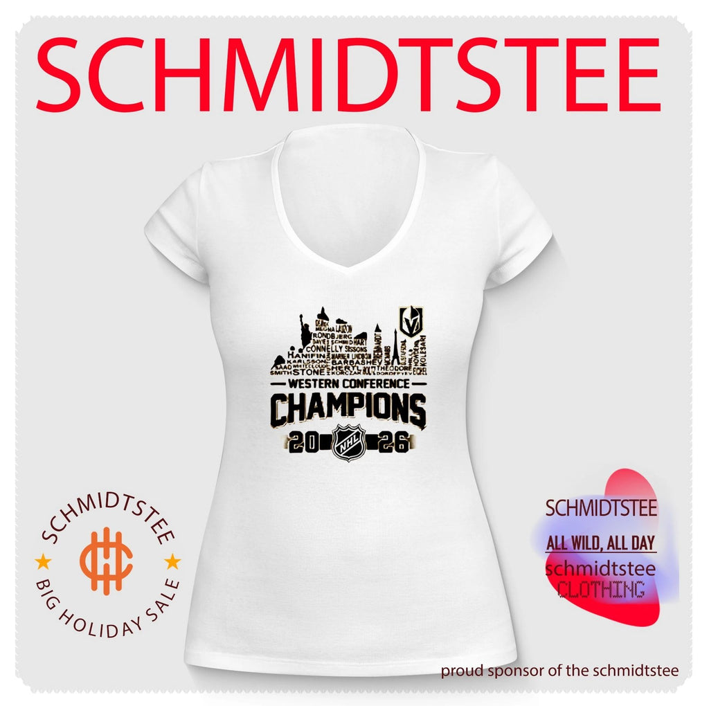 Vegas Golden Knights 2026 Western Conference Champions player name skyline shirt