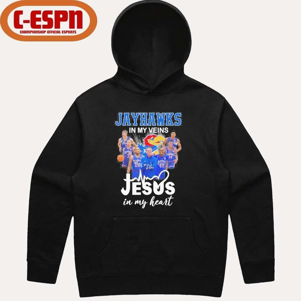 Kansas Jayhawks Basketball In My Veins Jesus In My Heart Shirt