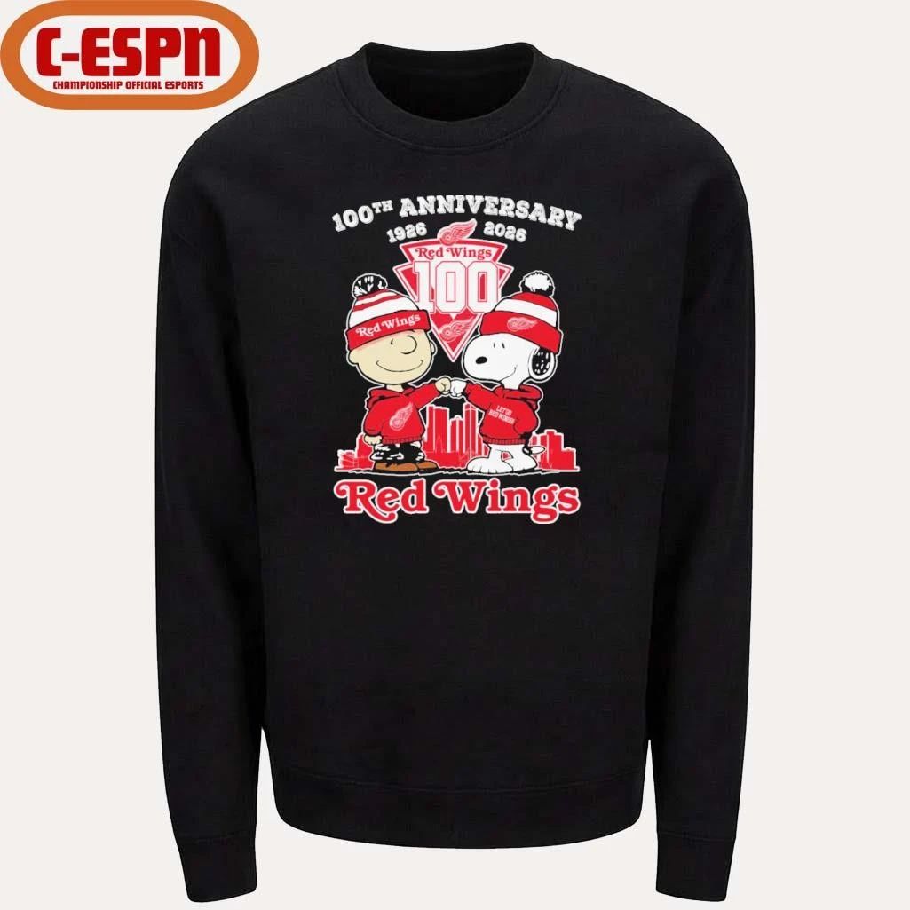 The Peanuts Fist Bump X Detroit Red Wings 100th Anniversary 1926-2026 Shirt