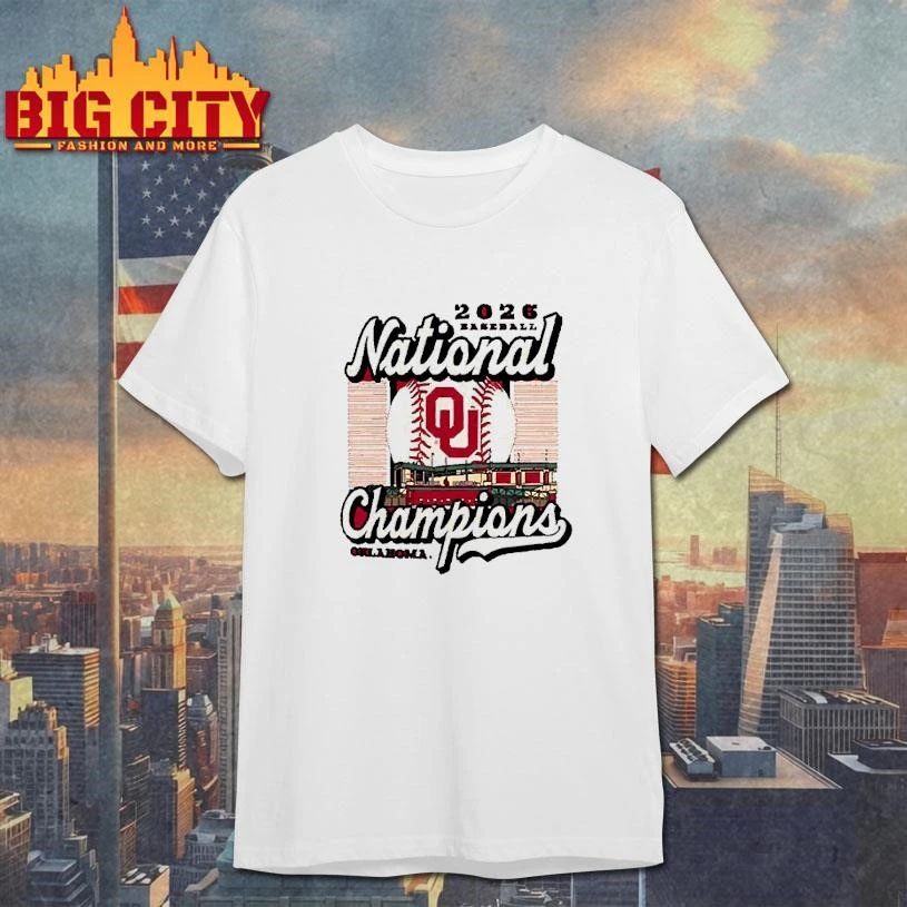 Oklahoma Sooners Image One 2026 NCAA Baseball Men’s College World Series Champions Stadium T-Shirt