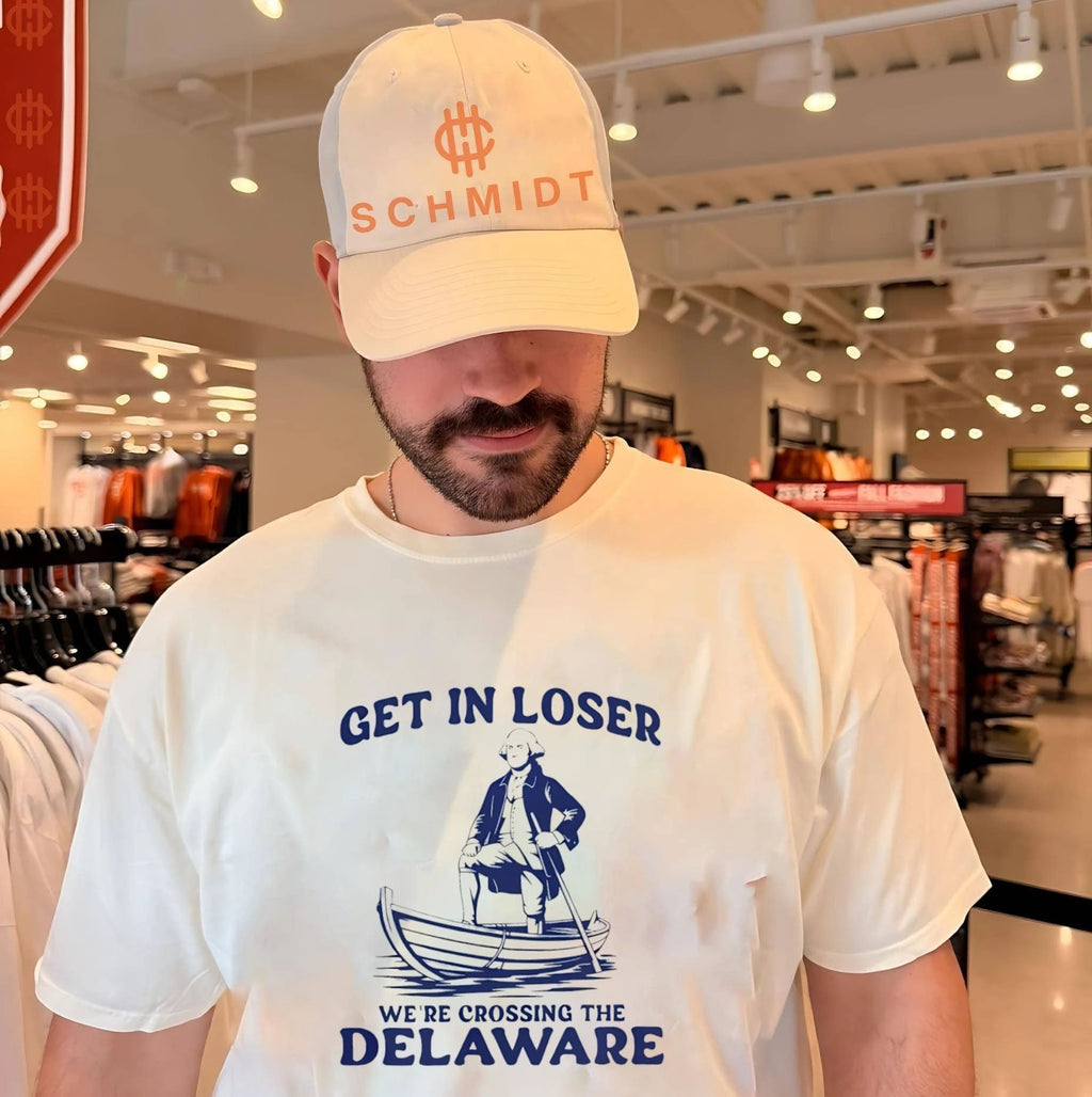 Get in loser we’re crossing the Delaware doodle shirt
