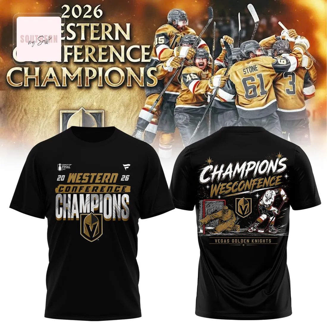 Vegas Golden Knights 2026 Western Conference Champions Commemorative 3D T-Shirt
