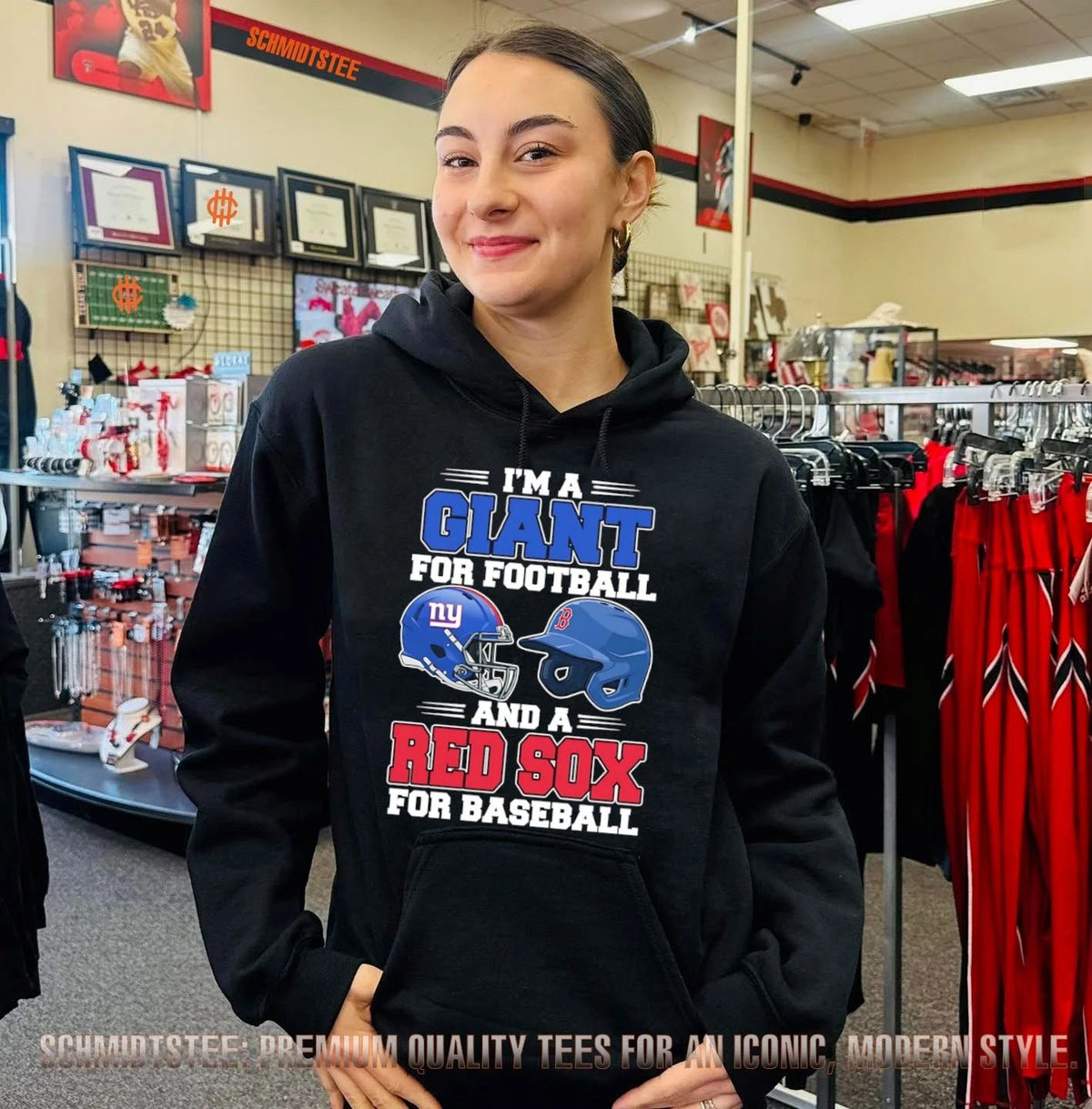 I’m a New York Giants for football and a Boston Red Sox for baseball shirt