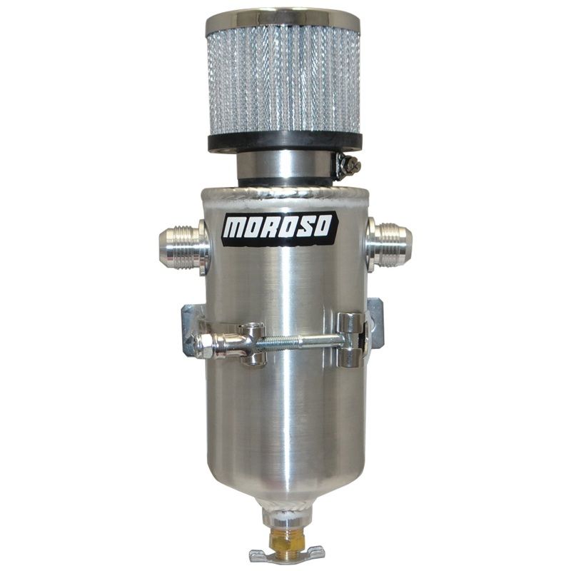 Moroso Breather Tank/Catch Can – Two -10An Male Fittings – Aluminum