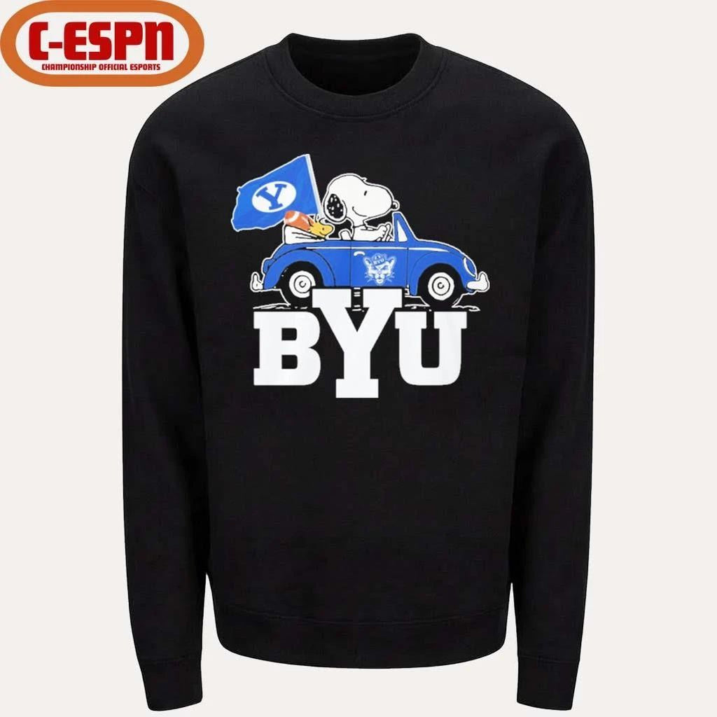 The Peanuts Driving Car X BYU Cougars Shirt