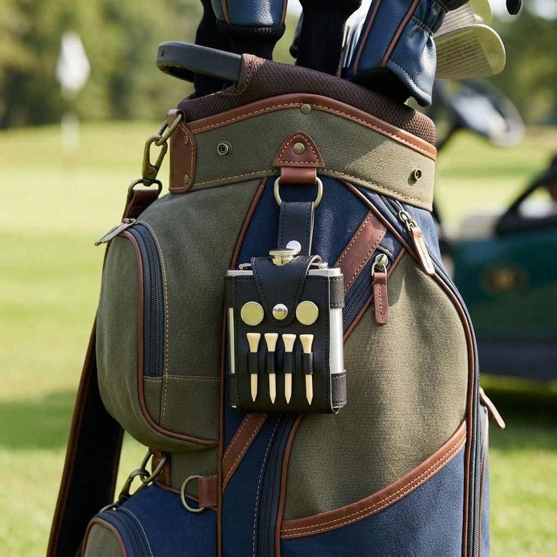 Golfer’s Flask – Leather Case, Tees and Divot Tool Included