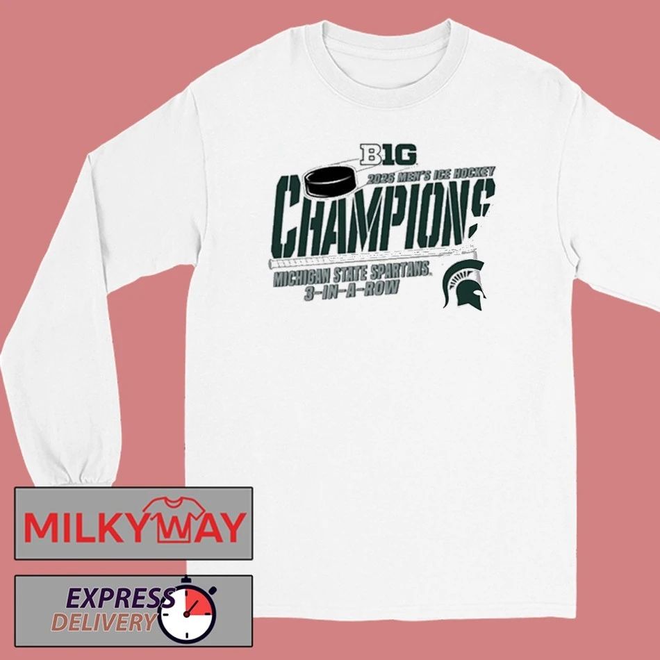 Michigan State Spartans Champions Big Ten 2026 Men’s Ice Hockey 3 In A Row shirt