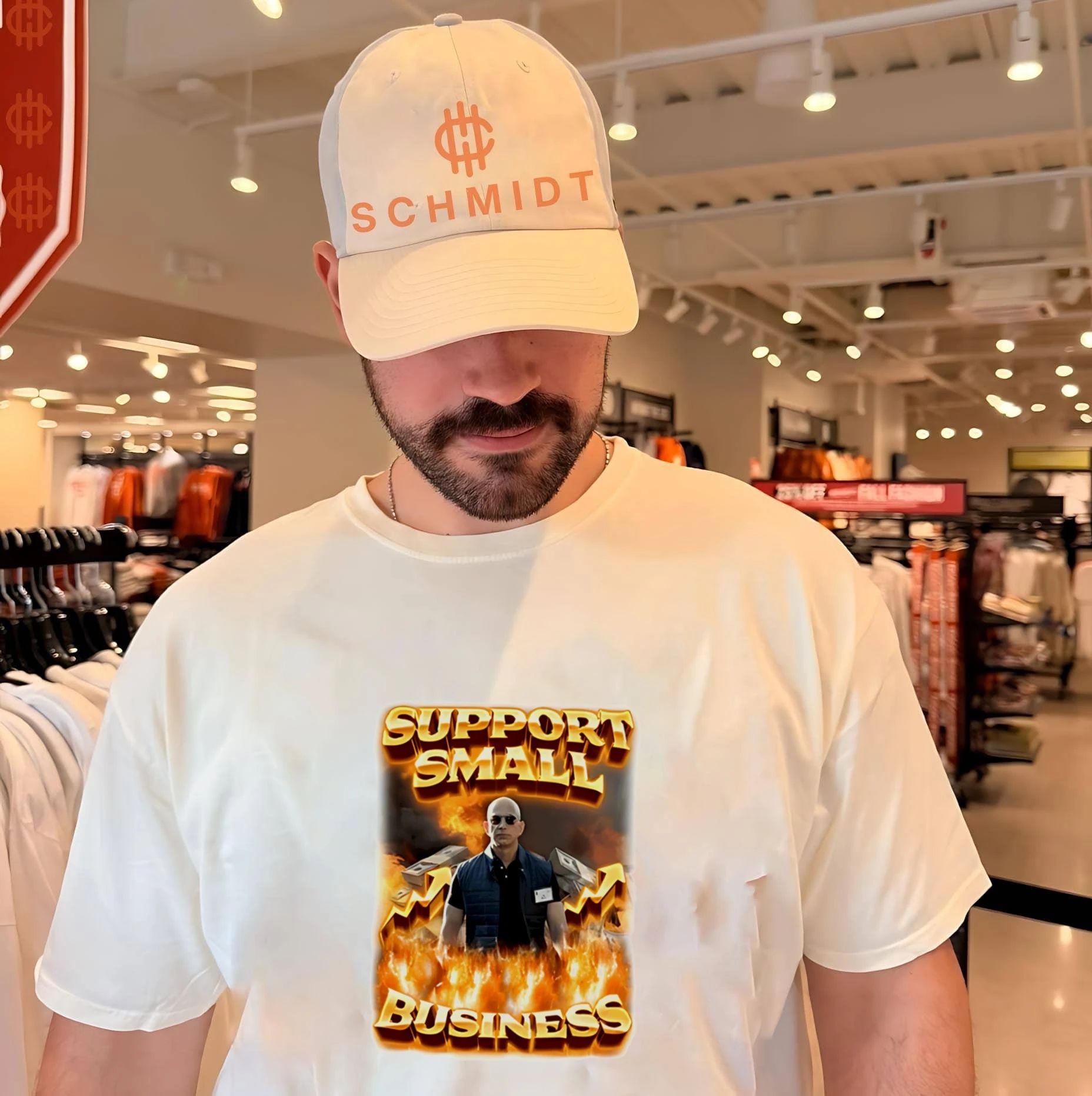 Support small business man on fire graphic shirt