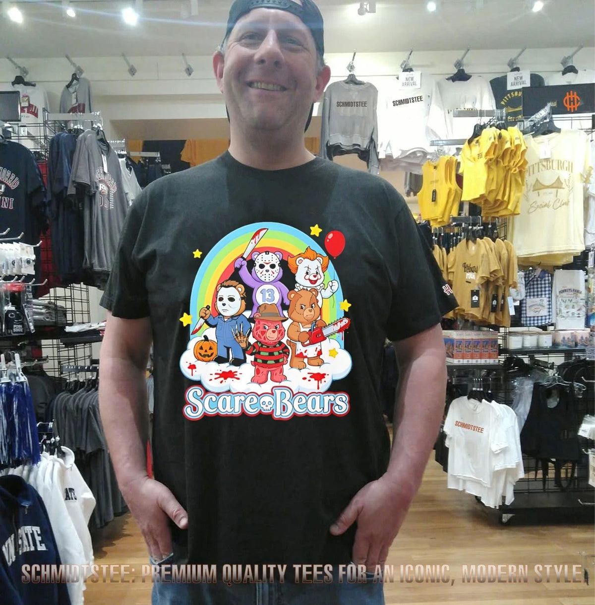 Scare Bears horror movie characters graphic shirt