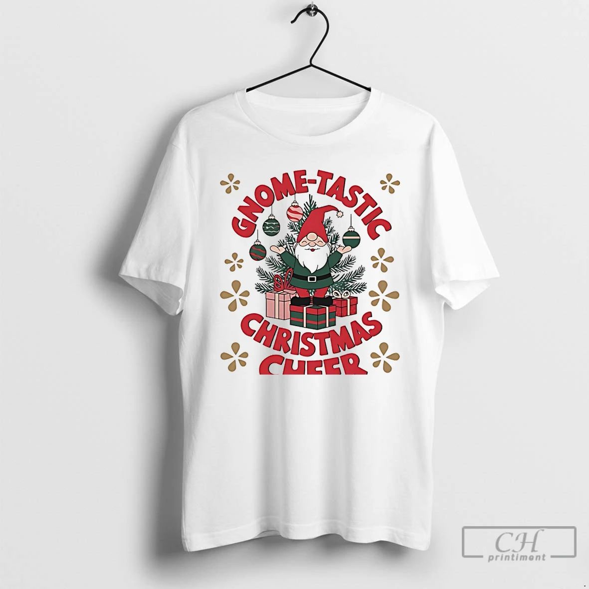 Classic Gnome Tastic Christmas Cheer Gnome Gifts Tree White T Shirts