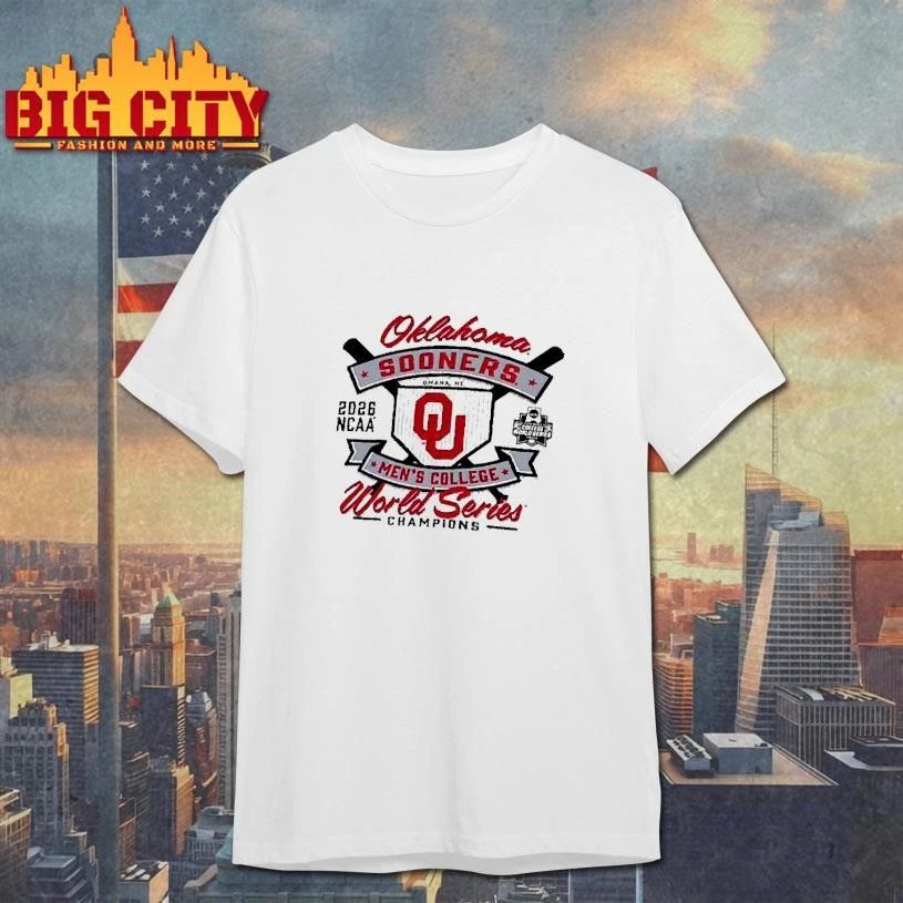 Oklahoma Sooners Champion 2026 NCAA Baseball Men’s College World Series Champions Cropped Boyfriend T-Shirt