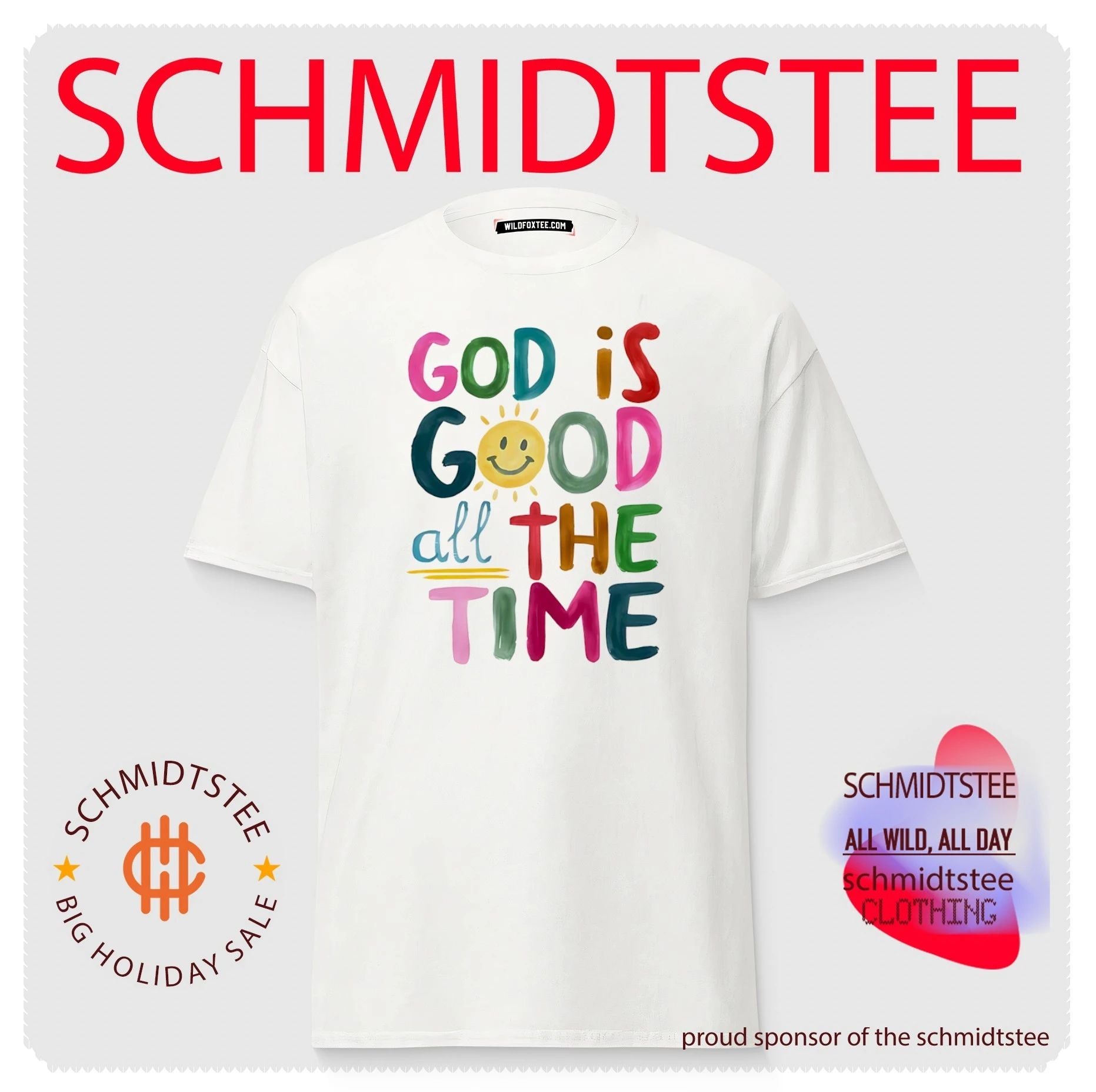 God is good all the time rainbow text shirt