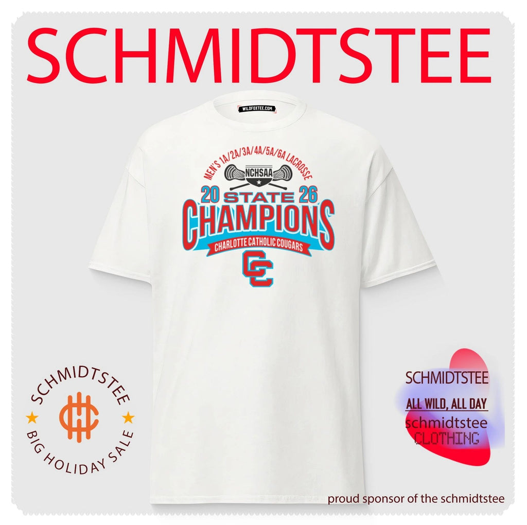 Charlotte Catholic Cougars 2026 NCHSAA Men’s 1A to 6A Lacrosse Champions shirt