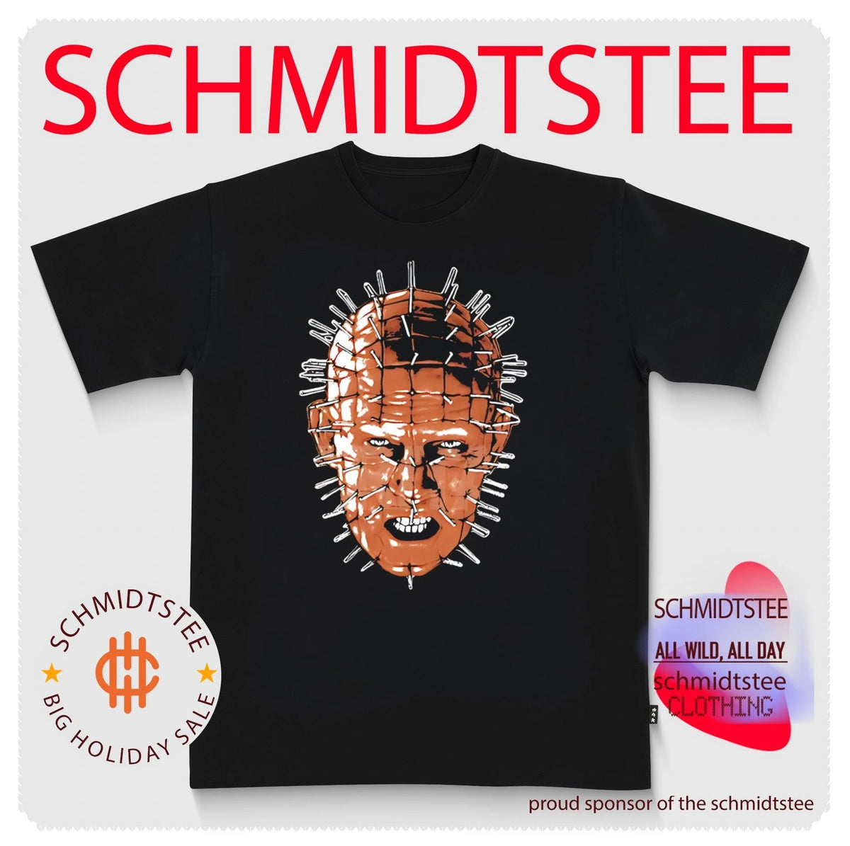 Pinhead big head horror 2026 Halloween graphic shirt