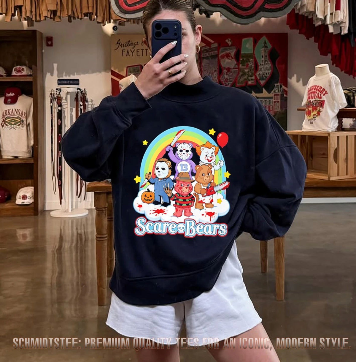 Scare Bears horror movie characters graphic shirt