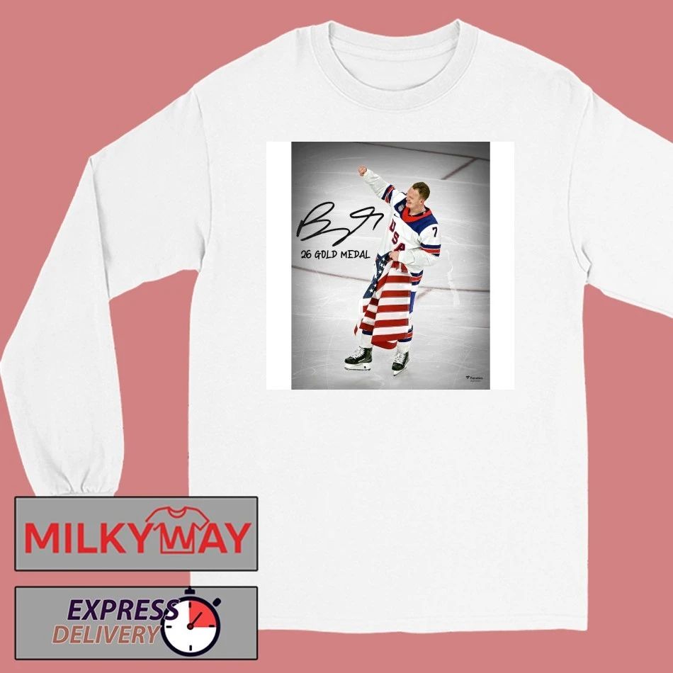 Us Hockey Brady Tkachuk 2026 Winter Olympics Gold Medal Autographed Shirt