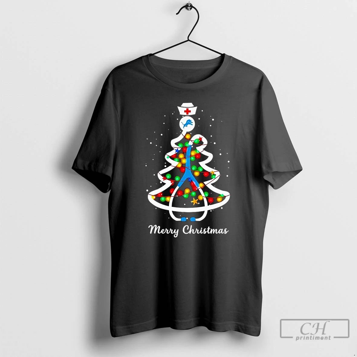 Classic Nurse Detroit Lions Merry Christmas T Shirts