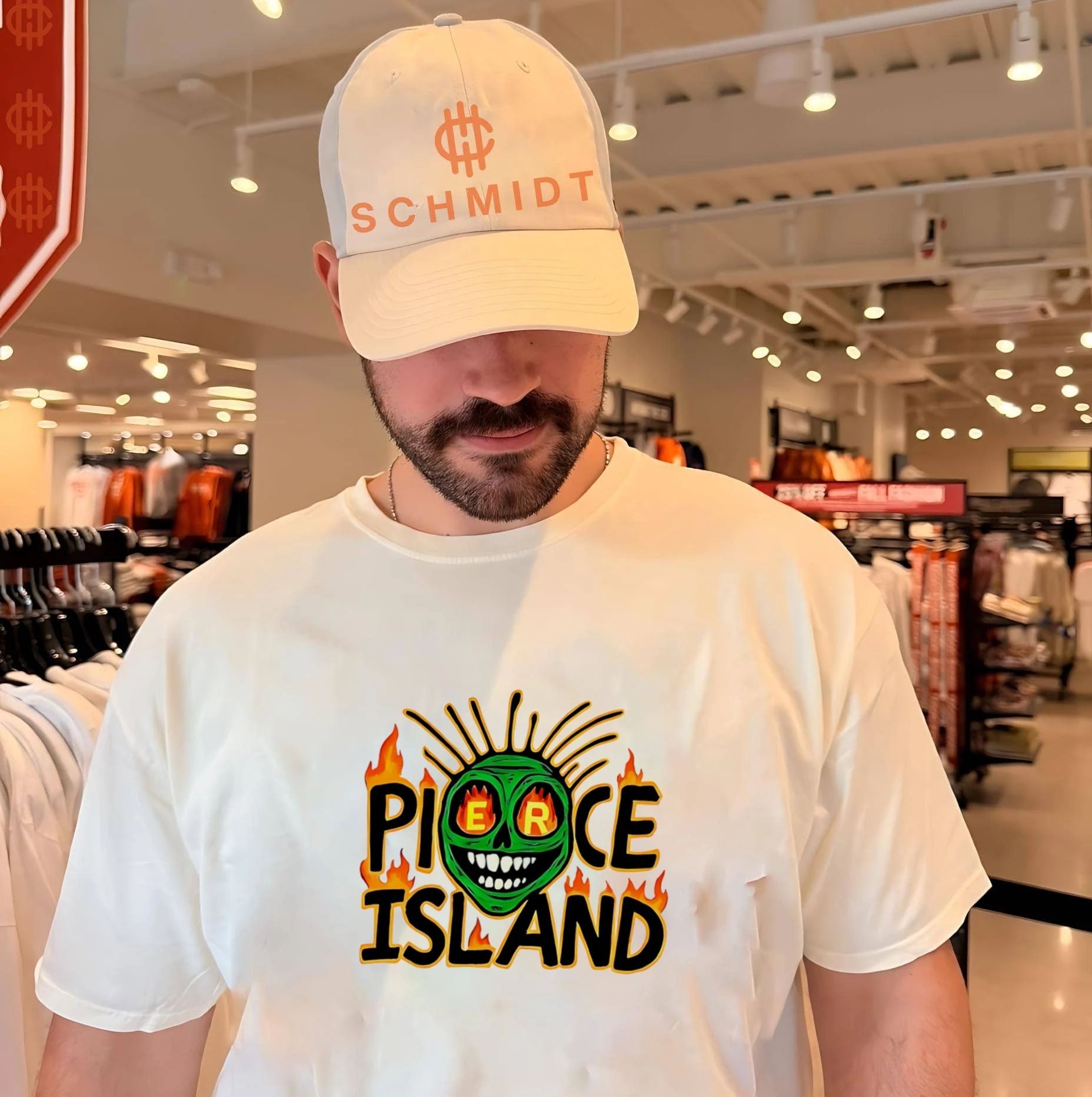 Spooky Island pierce Island green skull graphic shirt