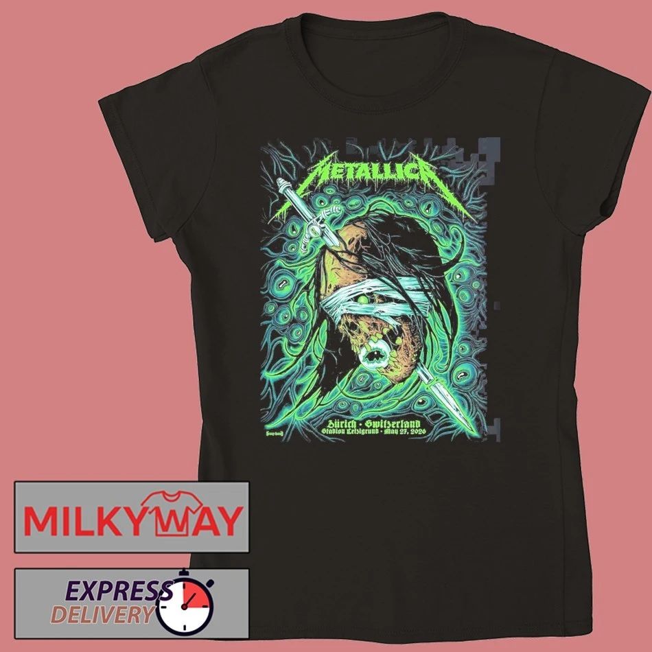 Metallica M72 Zurich 2026 Pop Up Shop Merch Poster In Zurich Switzerland At Stadion Letzigrund On May 27 2026 The Zombie Head T-Shirt