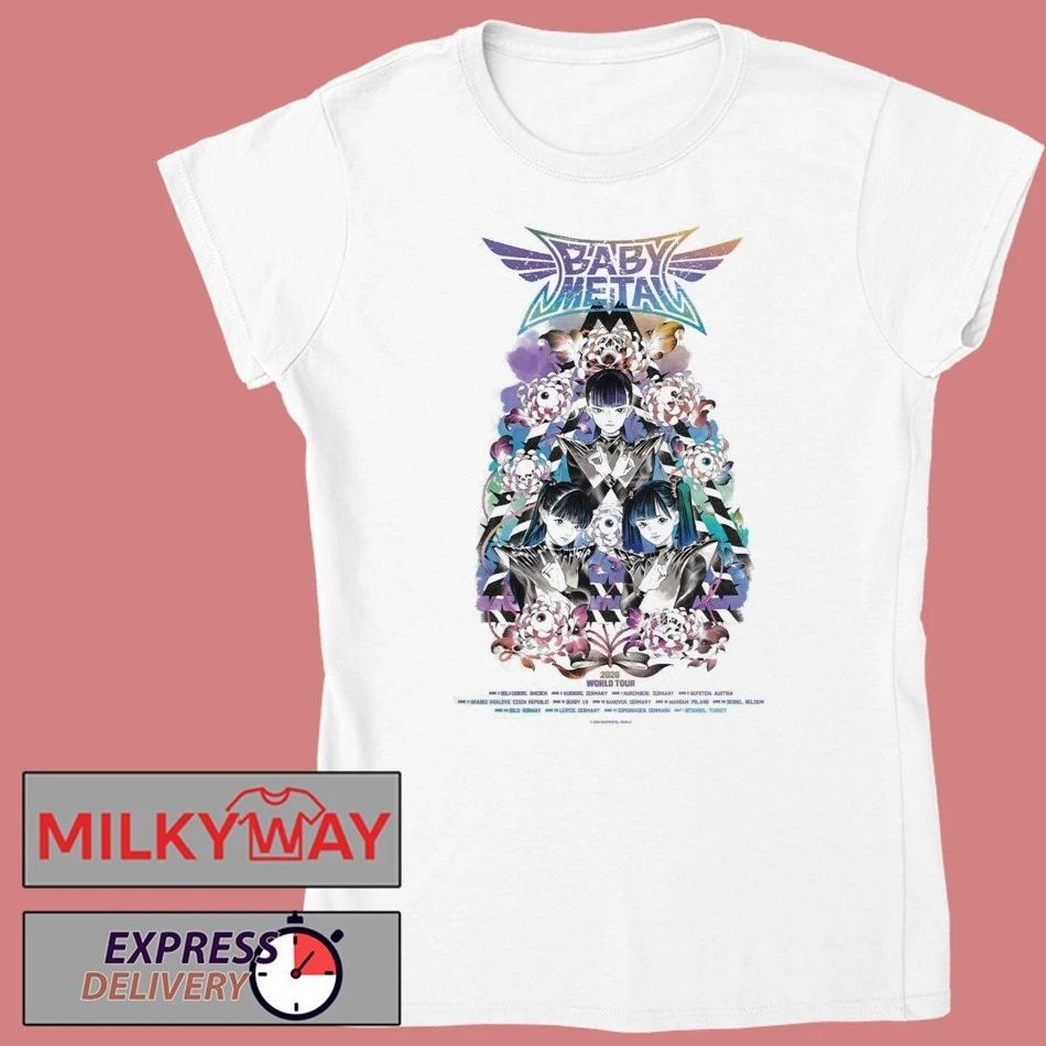 Babymetal World Tour 2026 UK And EU Merch Poster Schedule Dates Art By Peach MoMoKo T-Shirt