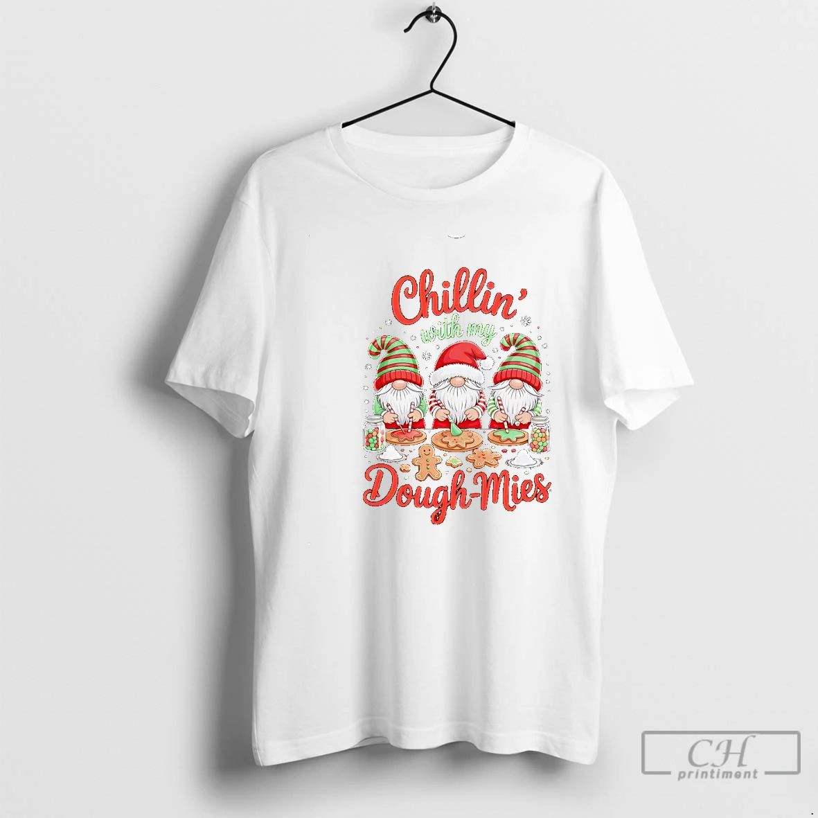 Classic Baking Gnomes Gingerbread Chillin With My Dough Mies Christmas T Shirts