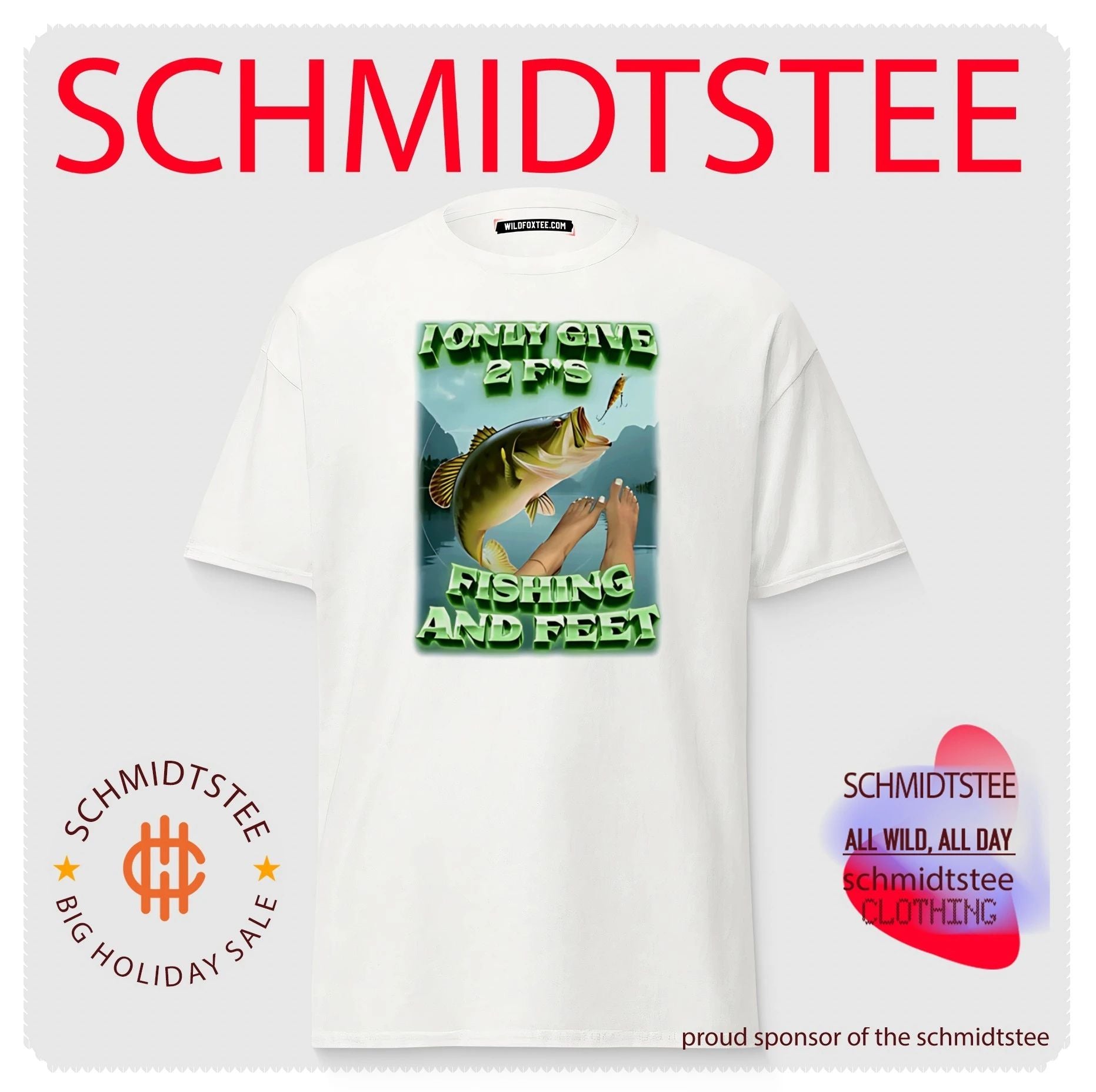 I only give 2 F’s fishing and feet funny fish illustration shirt