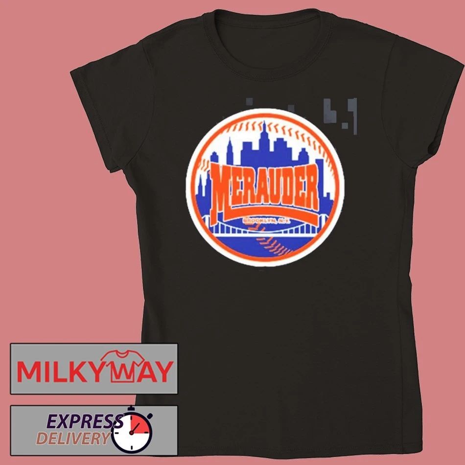 Merauder New York Mets Baseball Logo Skyline T-Shirt