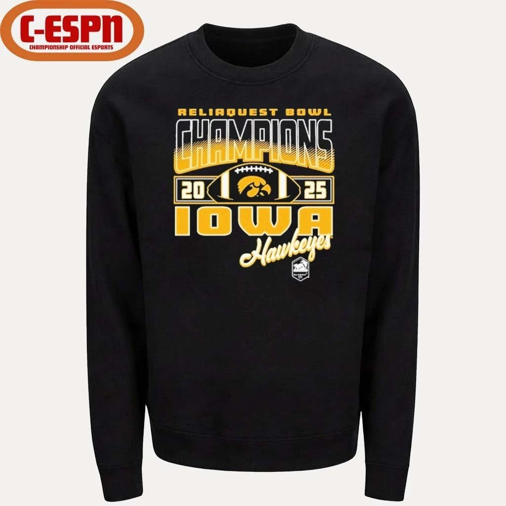 Iowa Hawkeyes 2025 Reliaquest Bowl Champions Official T-Shirt